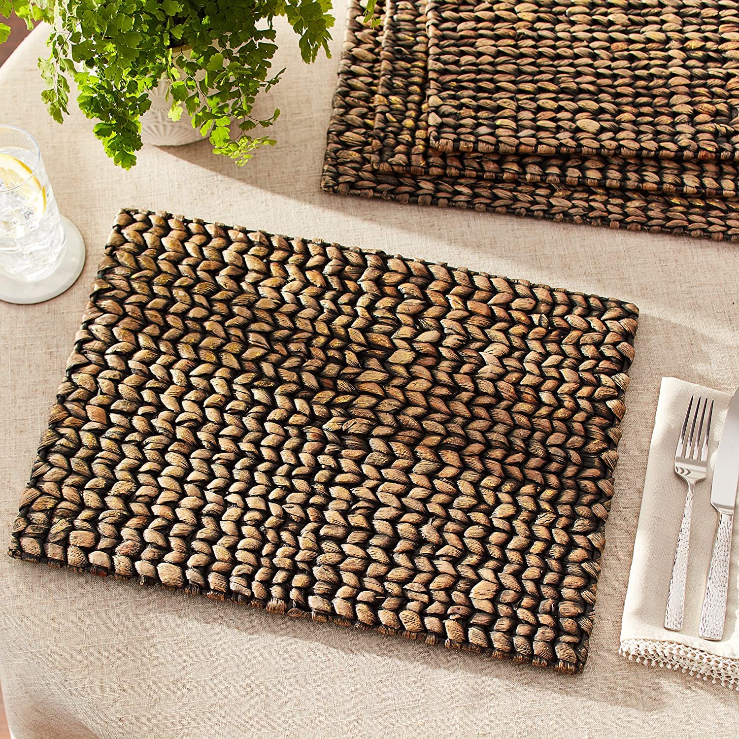 Amazon.com: Fennco Styles Natural Woven Water Hyacinth Rectangular