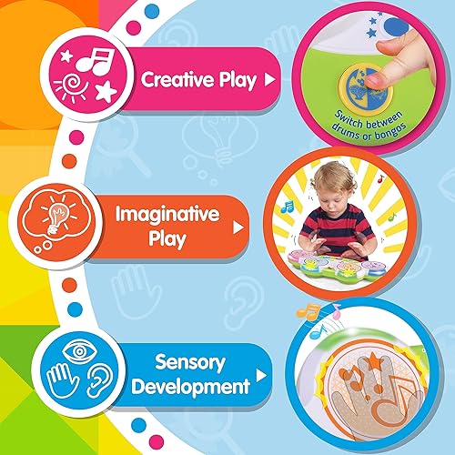 Miniatura 5 de HAP-P-KID Magic Touch - Tambor de música para niños pequeños, juguete de Bongos con sensor táctil infantil, instrumento musical para bebé,