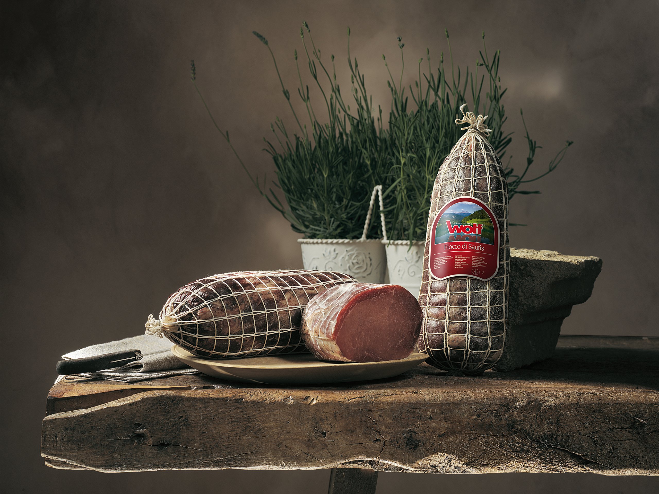 Italienischer Fiocco di Culatello di Sauris, Filetstück des Schinkens, leicht geräuchert aus dem Carnia Tal, Wolf Sauris Ca. 650gr