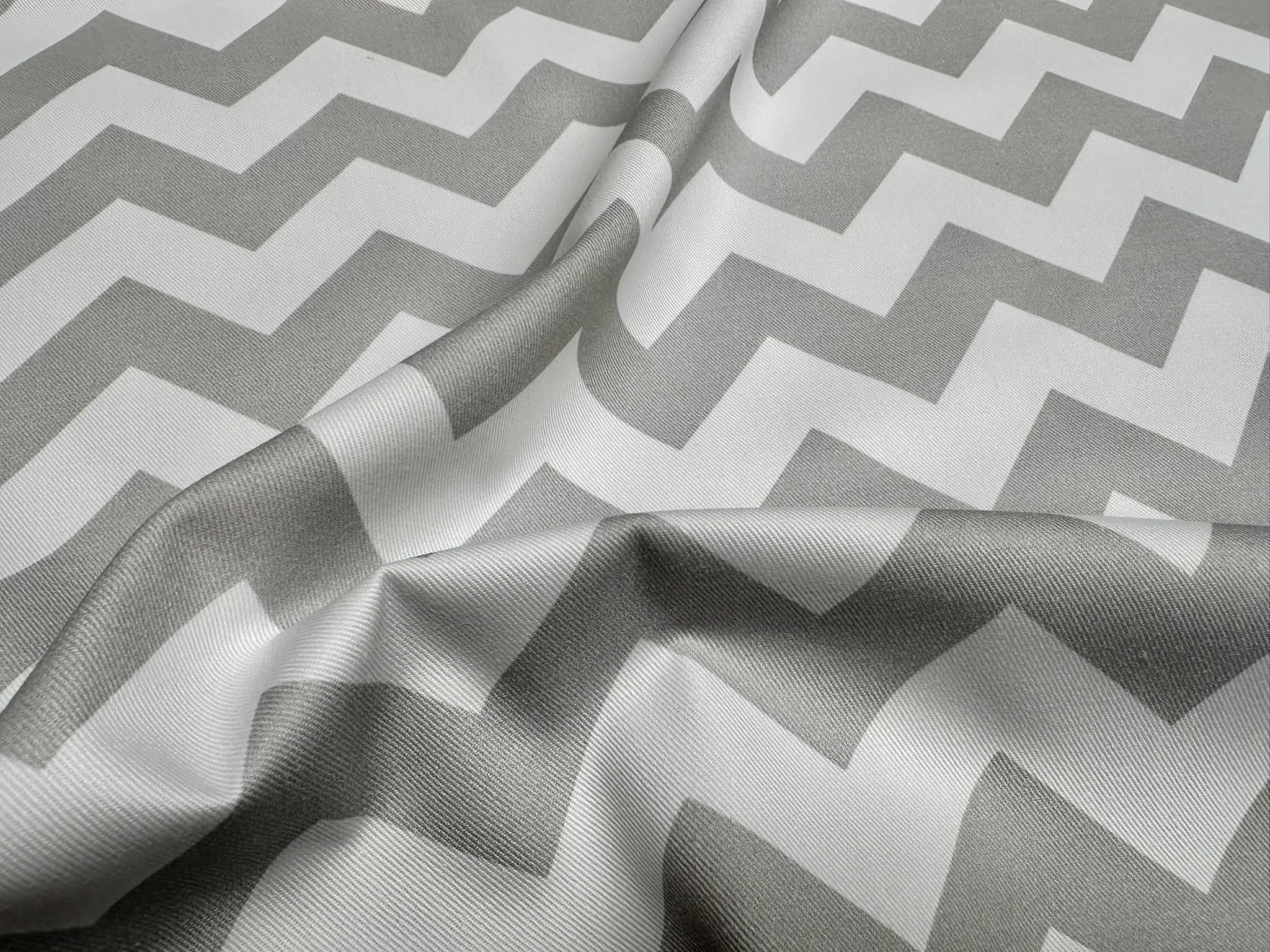 Tessuto di cotone con motivo a zigzag, motivo geometrico, per tende, tappezzeria, cuscini, decorazioni per la casa, 290 cm, extra largo, venduto al metro, grigio