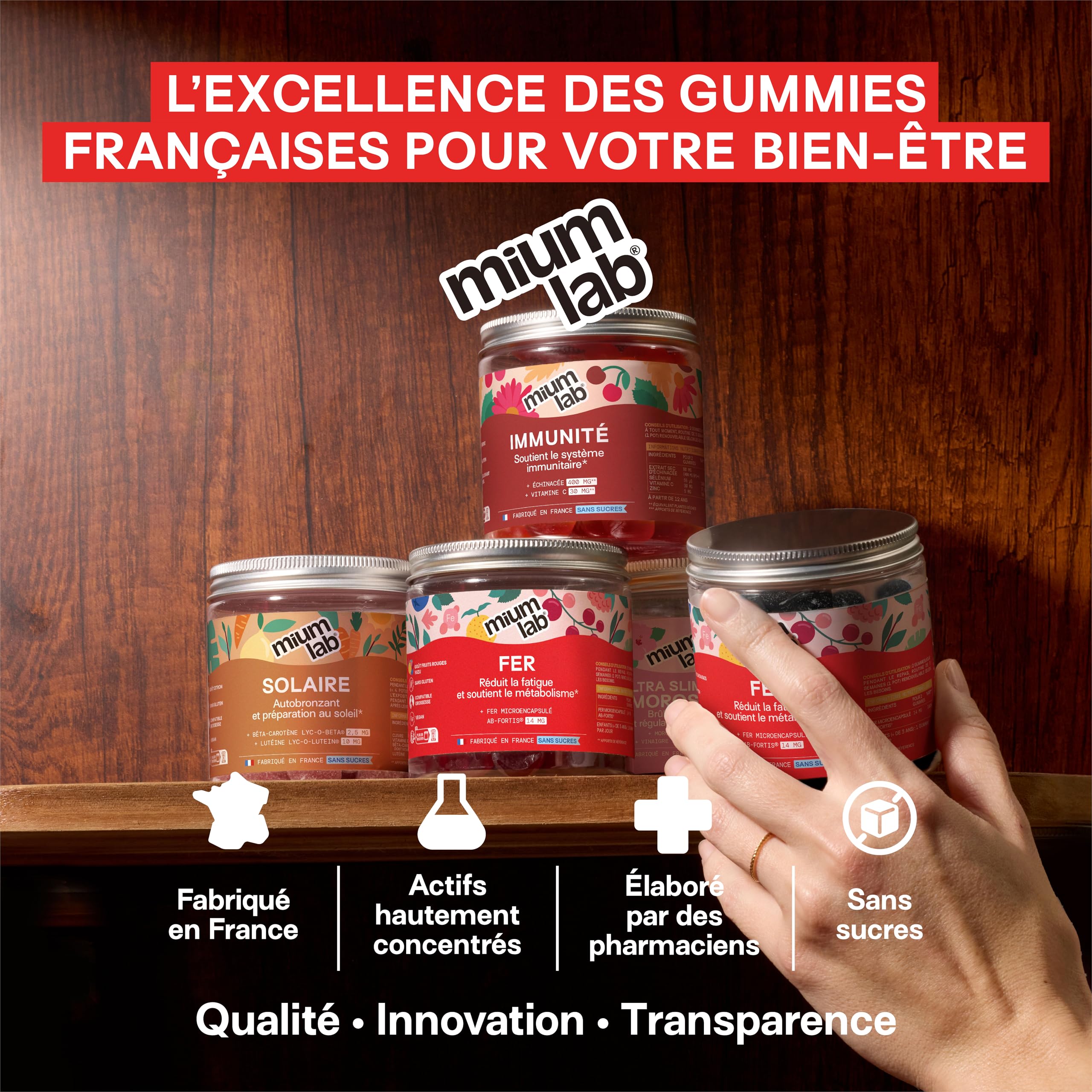 Mium Lab - Fer Breveté 14mg (100% des besoins) AB-Fortis® Micro-encapsulé - Enfants & Adultes - 3 à 6 semaines - Fatigue & Immunité - 42 gummies sans sucre - 100% Français - Goût Fruits Rouges & Yuzu