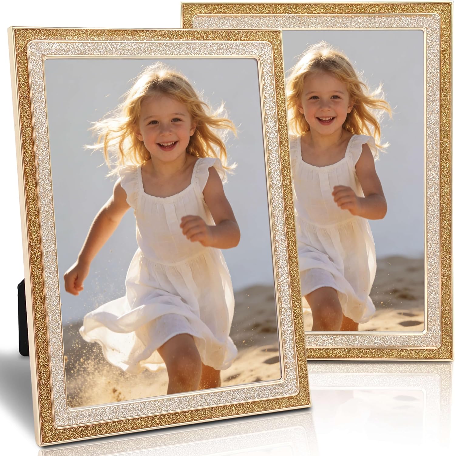 8x10 Red Gold Picture Frame - Glittering Enamel Photo Frames with Real Glass & Velvet Back, 8 by 10 Metal Frame for Tabletop or Wall, Glitter Home Décor & Weddings Thanksgiving Christmas Gift