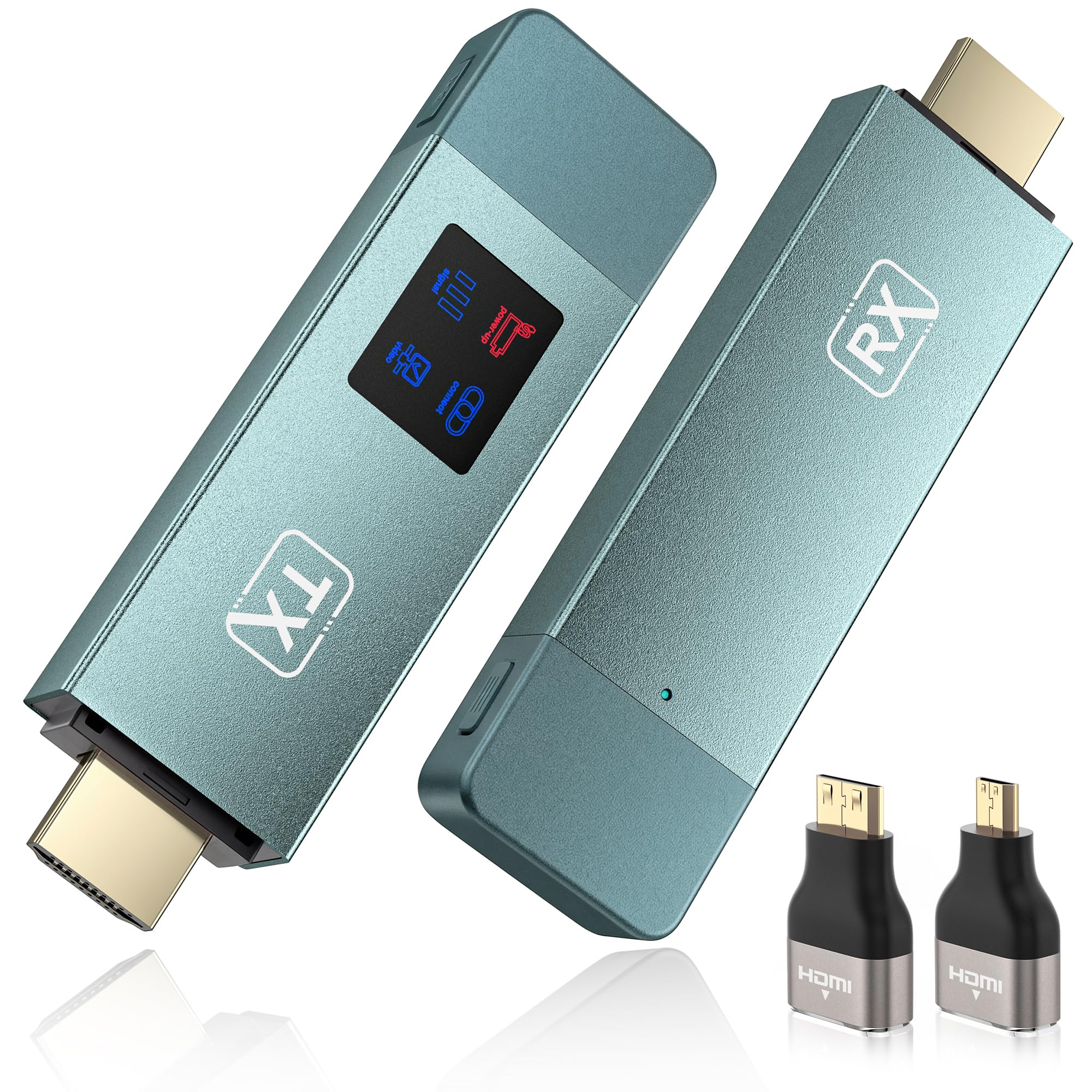 HDMI Wireless Transmitter and Receiver, 98 FT/30M Stabile Verbindung, 2,4G/5G tragbarer Wireless HDMI mit LED-Bildschirm, Plug & Play für Streaming Video Audio File von, Laptop