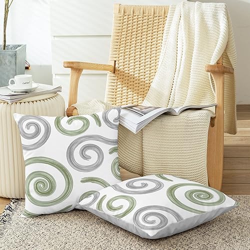 Miniatura 5 de CaliTime Juego de 2 fundas de almohada decorativas de vellón en dos tonos, con textura geométrica abstracta de conchas marinas para sofá, cama,