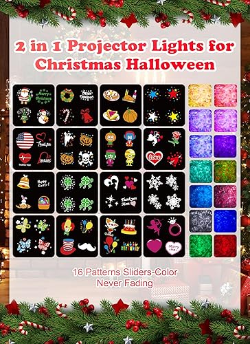 Miniatura 2 de Proyector de luces de Navidad para exteriores, 26 efectos HD (ondas oceánicas 3D + patrones), impermeables, con temporizador, luces de proyector de