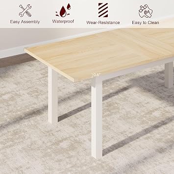 CABIHOME Dining Table for 6-8, 63 Large Extendable Dining Room Table for 6, Kitchen Table with Metal Frame & MDF Board, Wood Dinner Table for 6 - Natural Wood