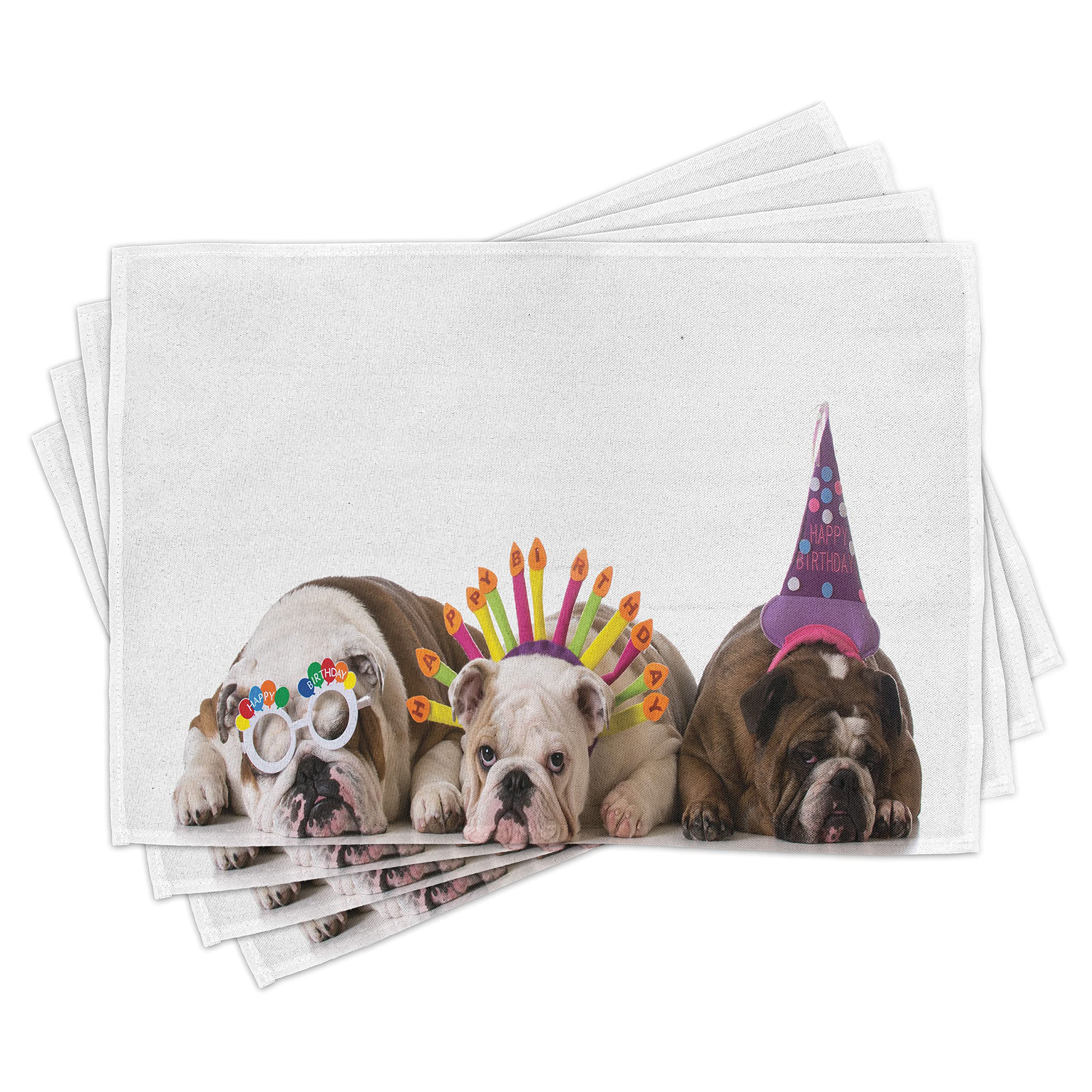 Tovagliette Americane In Tessuto Abakuhaus – Set Da 4 Con French Bulldog E Fiori, Lavabili E Impermeabili (Verde Chiaro/Rosa, 30x45 Cm)