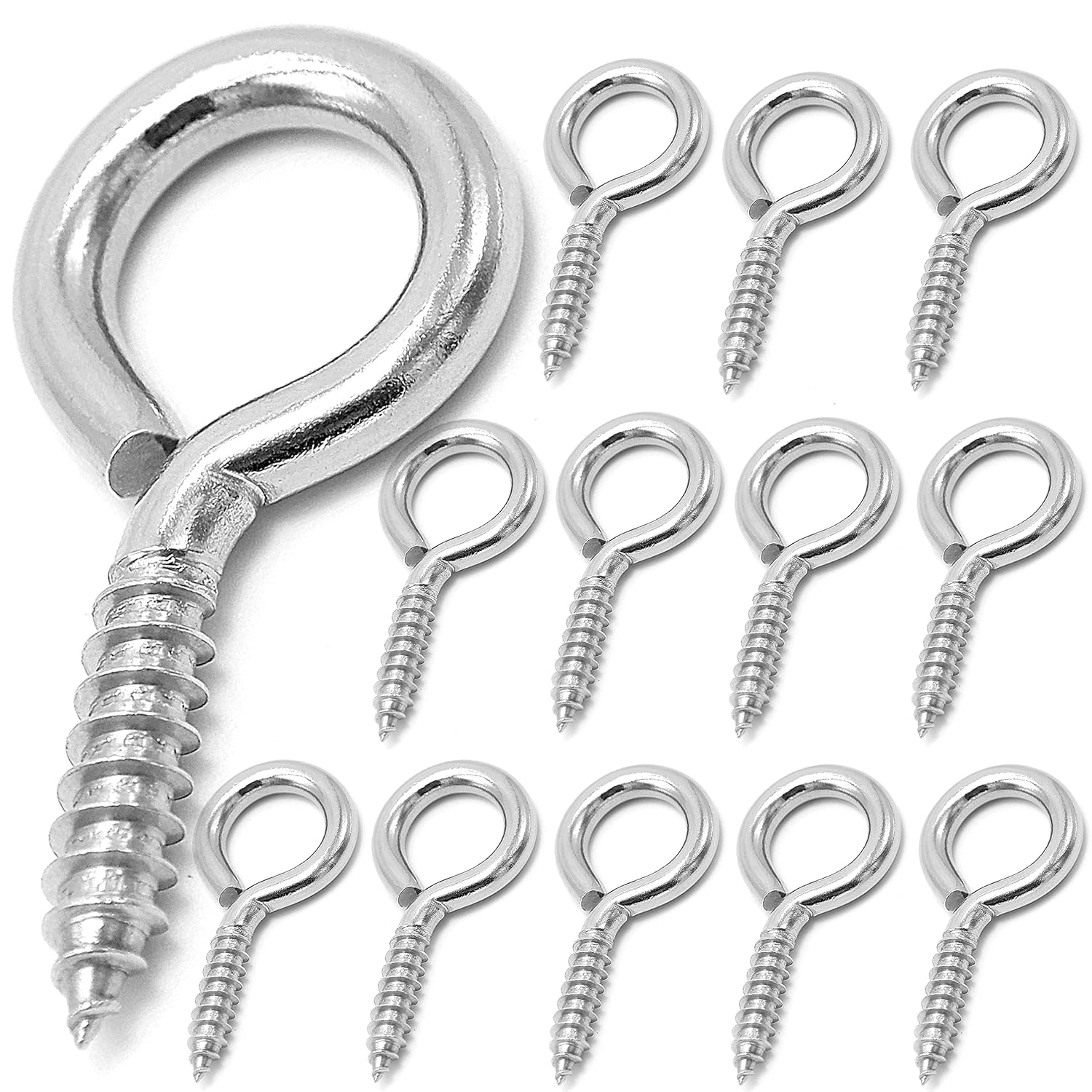 ZUSFUL 12 Pcs M6 304 Stainless Steel Screw Eye Hooks, 21/2