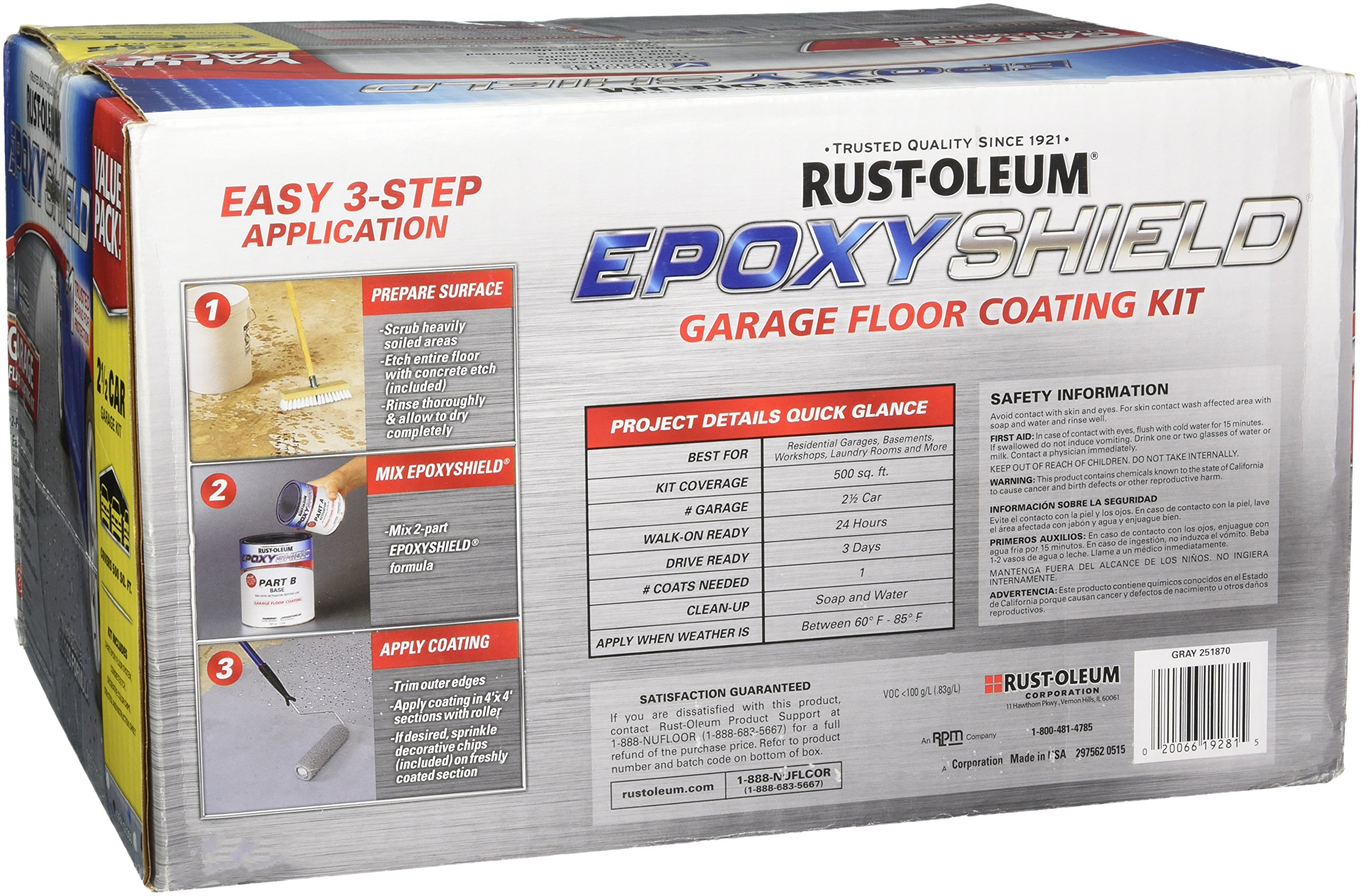リリー⭐️ Amazon.com: Rust-Oleum 251870 EPOXYSHIELD Garage Floor Coating Kit
