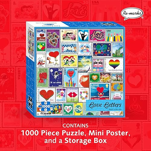 Vista 8 de Re-marks Famous Authors - Rompecabezas de collage de sellos postales, rompecabezas de 1000 piezas para todas las edades