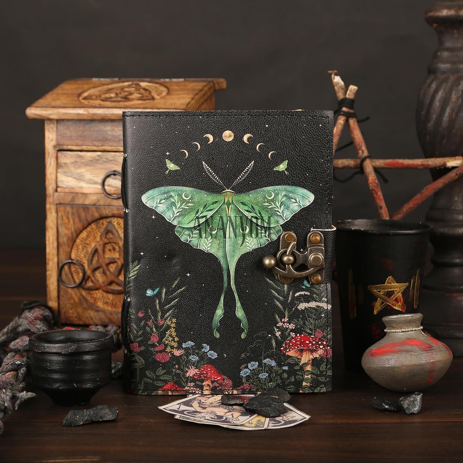 Leather Journal Refillable Notebook 7x5 Inch - Writing Journals for Women, Mens Journal Leather Notebook With 200 Deckle Edge Paper Unruled, Brass Clasp Lock Journal - Image 2