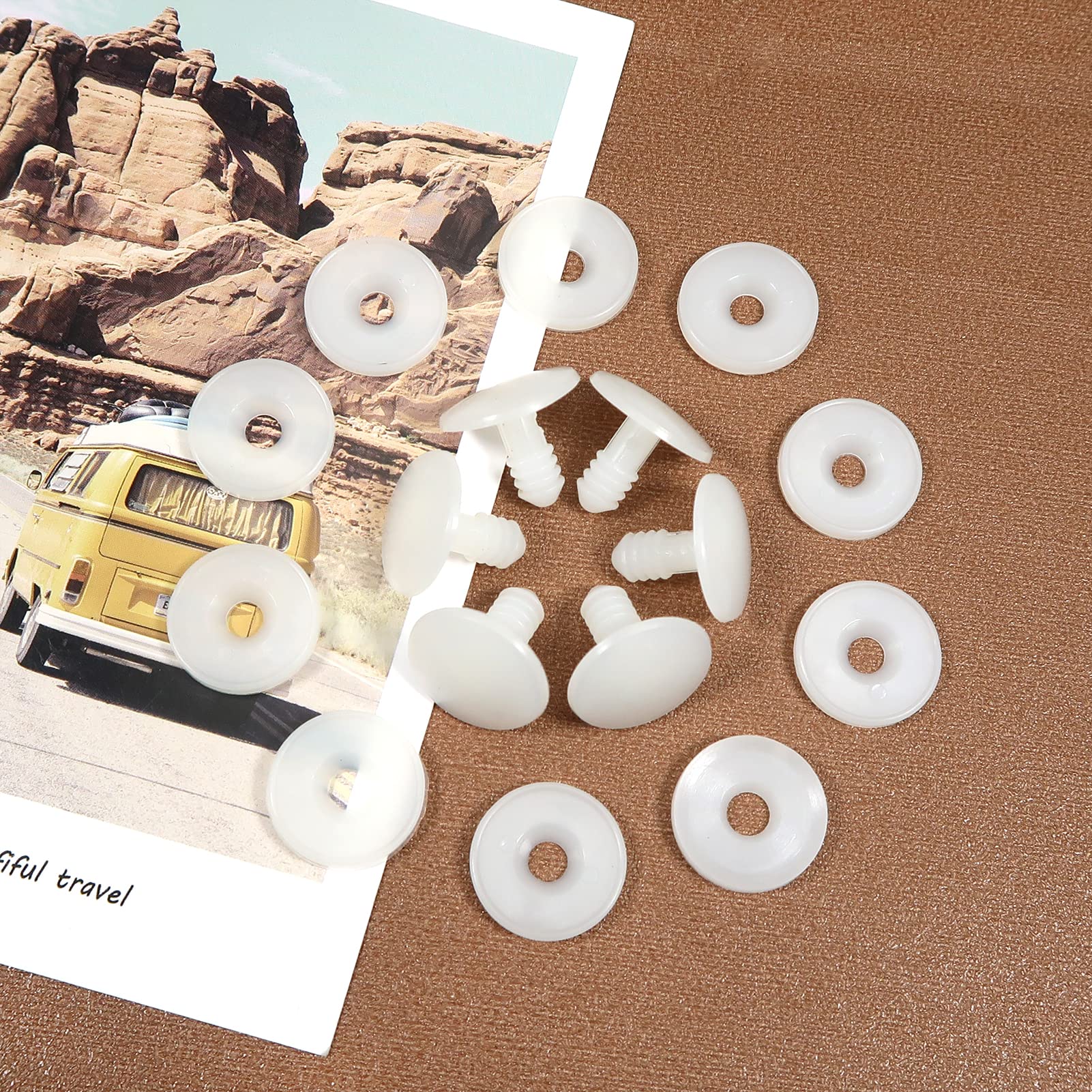 TOAOB - Set di 50 articolazioni per Bambole articolate in plastica Bianca, 15 mm, con guarnizioni e rondelle Rotonde, per Peluche, Braccia, Gambe e Membri, Teste