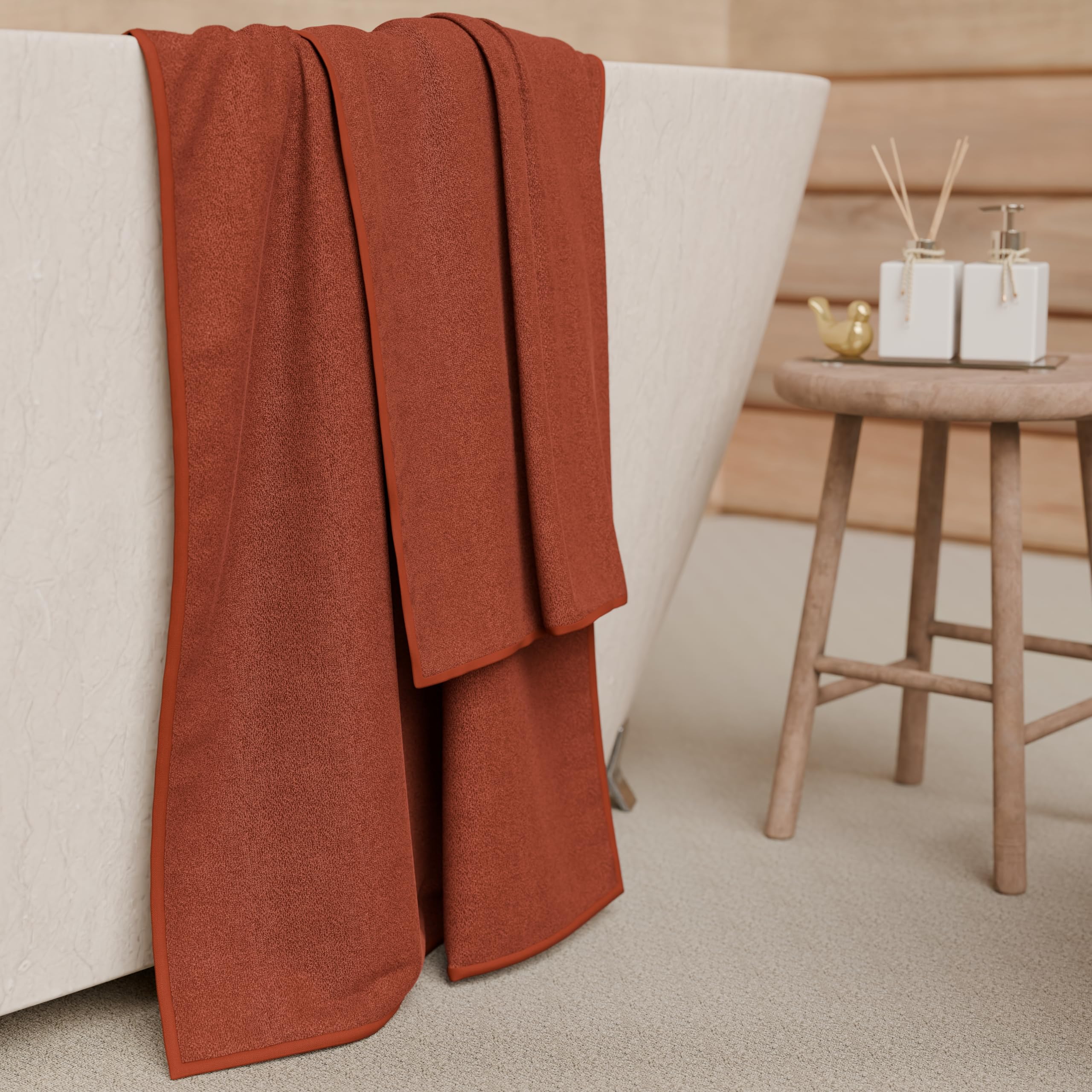 PETTI Artigiani Italiani - 100% Cotton Terry Bath Towels, 2+2 Towel Set, 4 Pieces 2 Face Towels and 2 Hand Towels, Terra Cotta Towels - Image 3