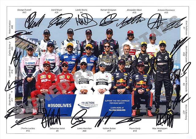 Stunning Quality F1 Drivers Signed/Autographed Photo Print Lewis Hamilton, Sebastian Vettel, Max Verstappen, Valtarri Bottas, Etc, Etc.Formula 1