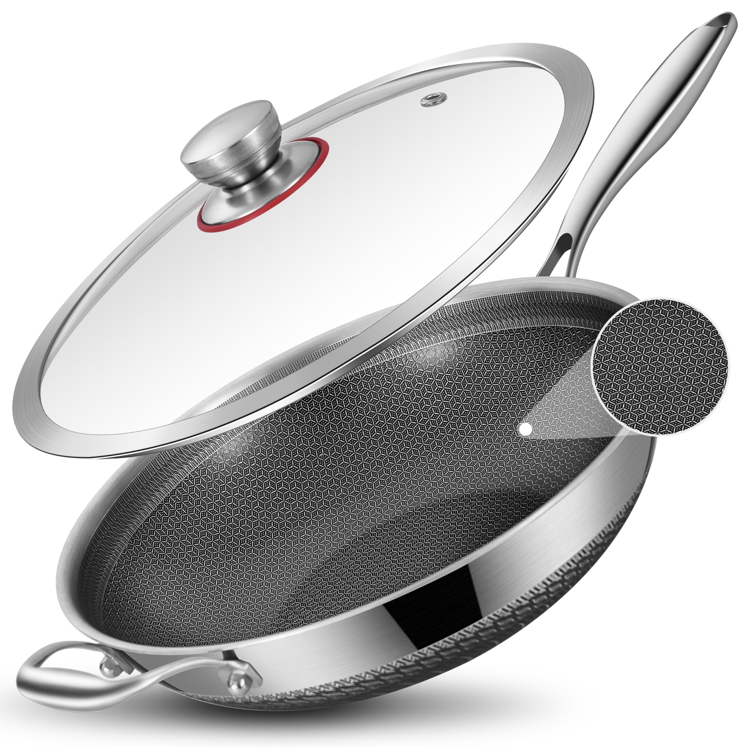 Amazon.com: LOLYKITCH 13-inch Nonstick Wok & Stir-fry Pan with Lid