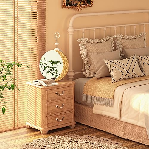 Miniatura 4 de Espejo decorativo redondo sin marco, para decoración de pared, para baño, sala de estar, dormitorio, pasillo, entrada, forma moderna y elegante