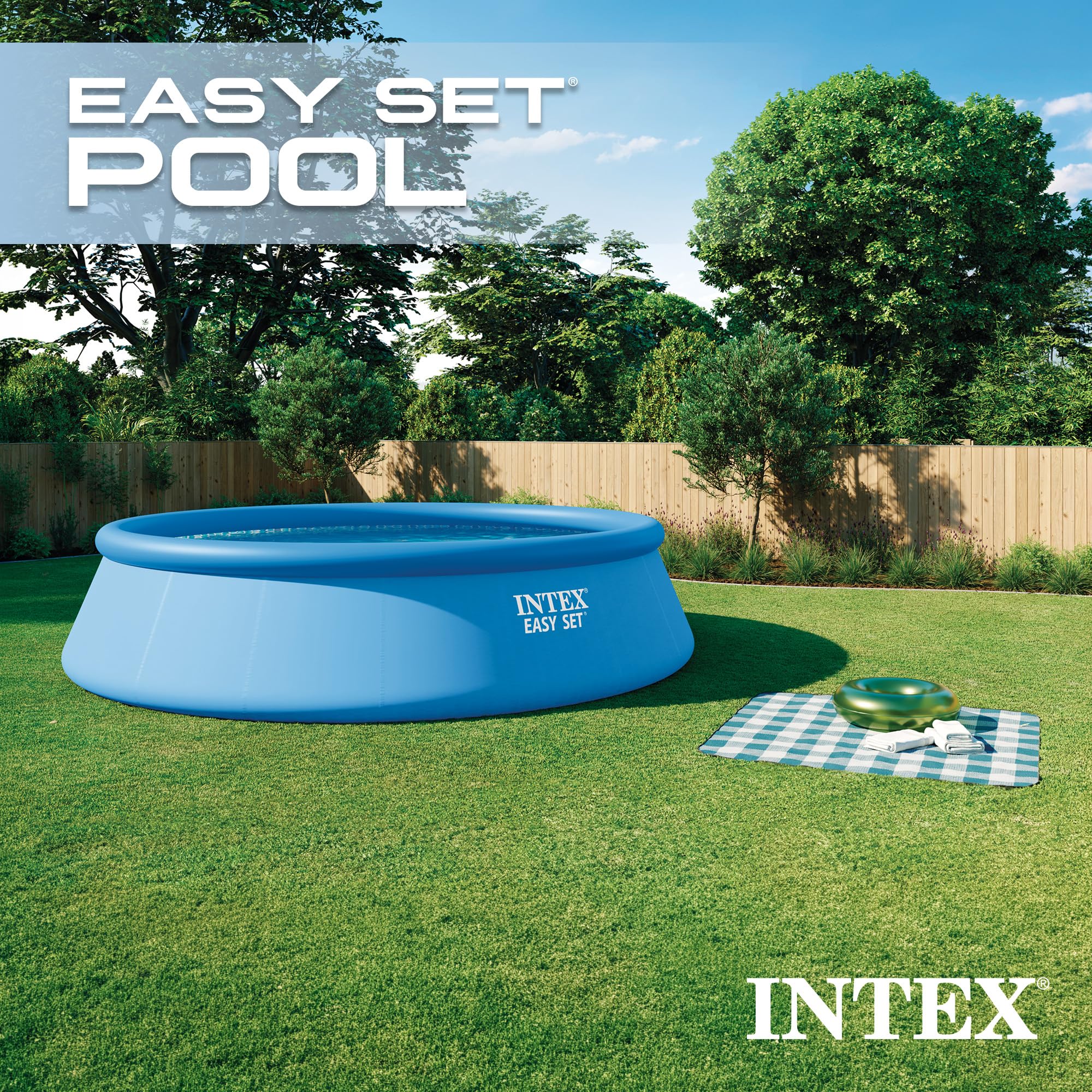INTEX Easy Set 18 ft x 48in Above Ground Pool Set, Round Inflatable Swimming Pool with 1500 GPH Cartridge Filter Pump, Ladder, Cover, & Ground Cloth - 4
