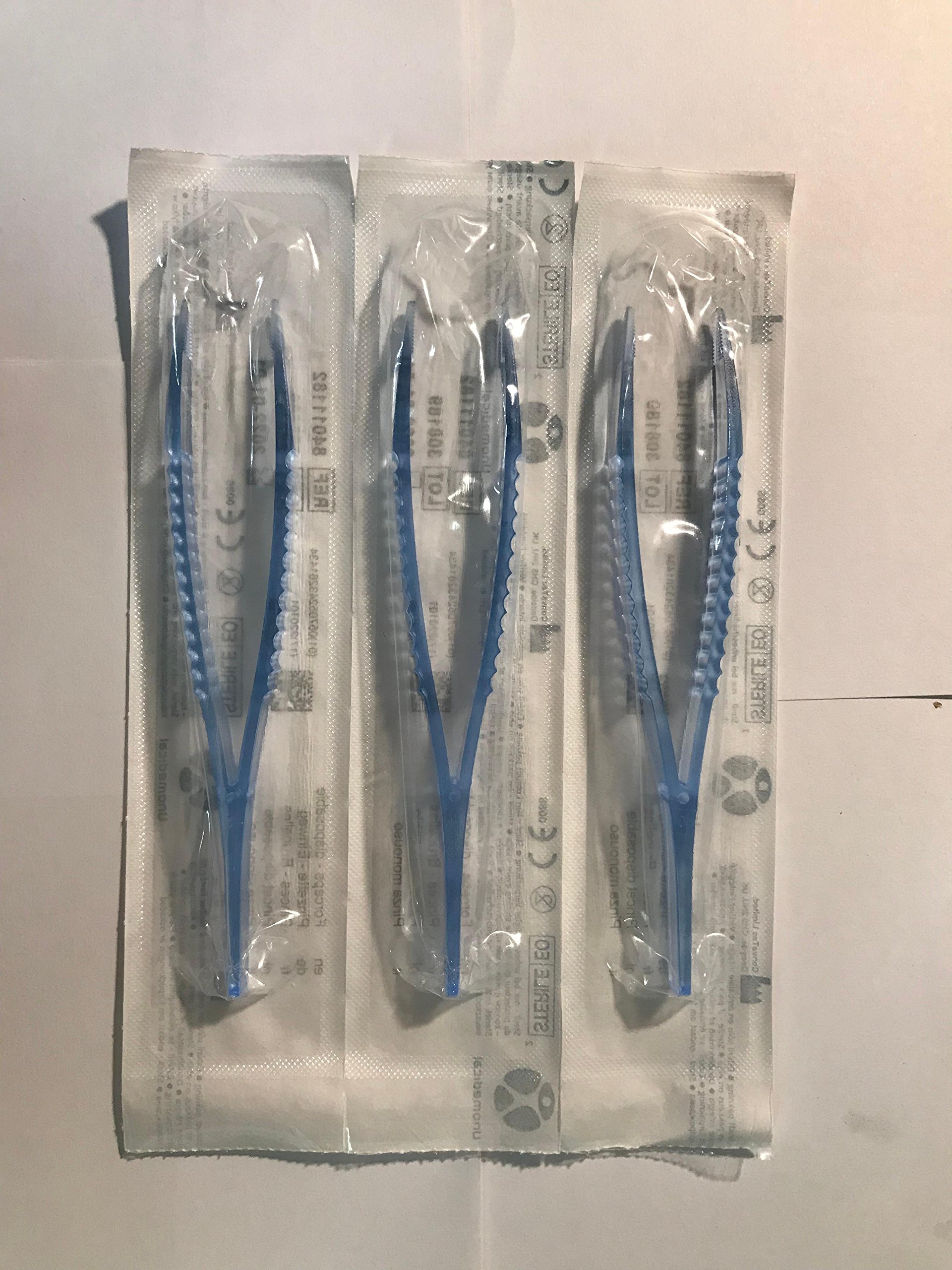 84011182 Disposable Forceps Blue Polystyrene with Blunt Tip Individually Packed Sterile 100/Case