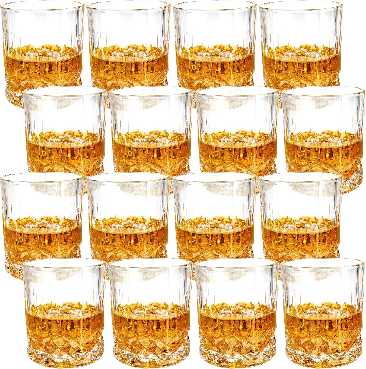 16 Pcs Whiskey Glasses 10 Oz Rocks Glasses Old Fashioned Glass Clear Bar Glass for Liquor Cocktail Whiskey Drinking Men Father Birthday Thanksgiving Gifts