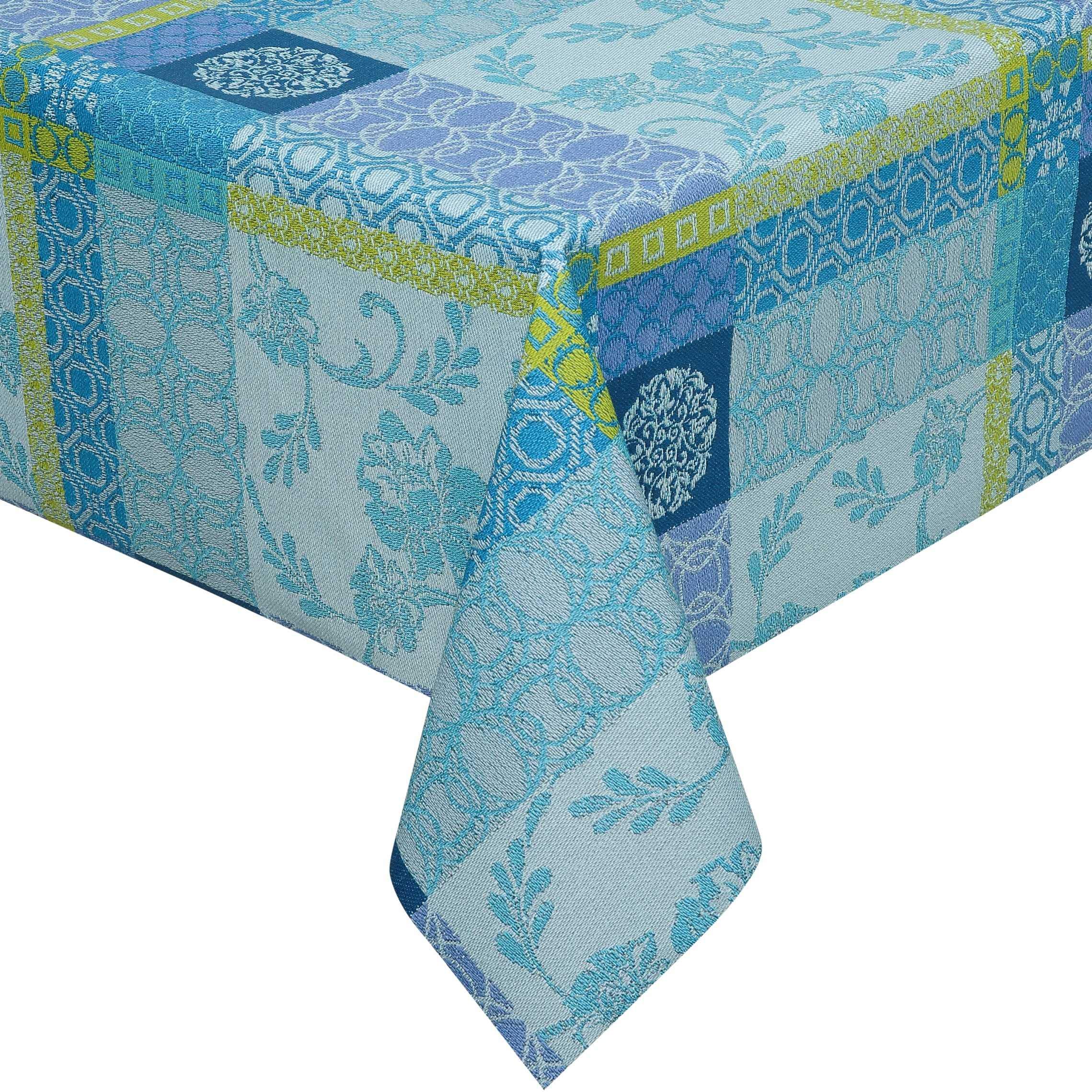100% Baumwolle Meterware Tischdecke Stofftischdecke Breite und Länge wählbar Torino Jacquard Blau Grün 120 x 130 cm Eckig Lotus Effekt Küche, Haushalt & Wohnen