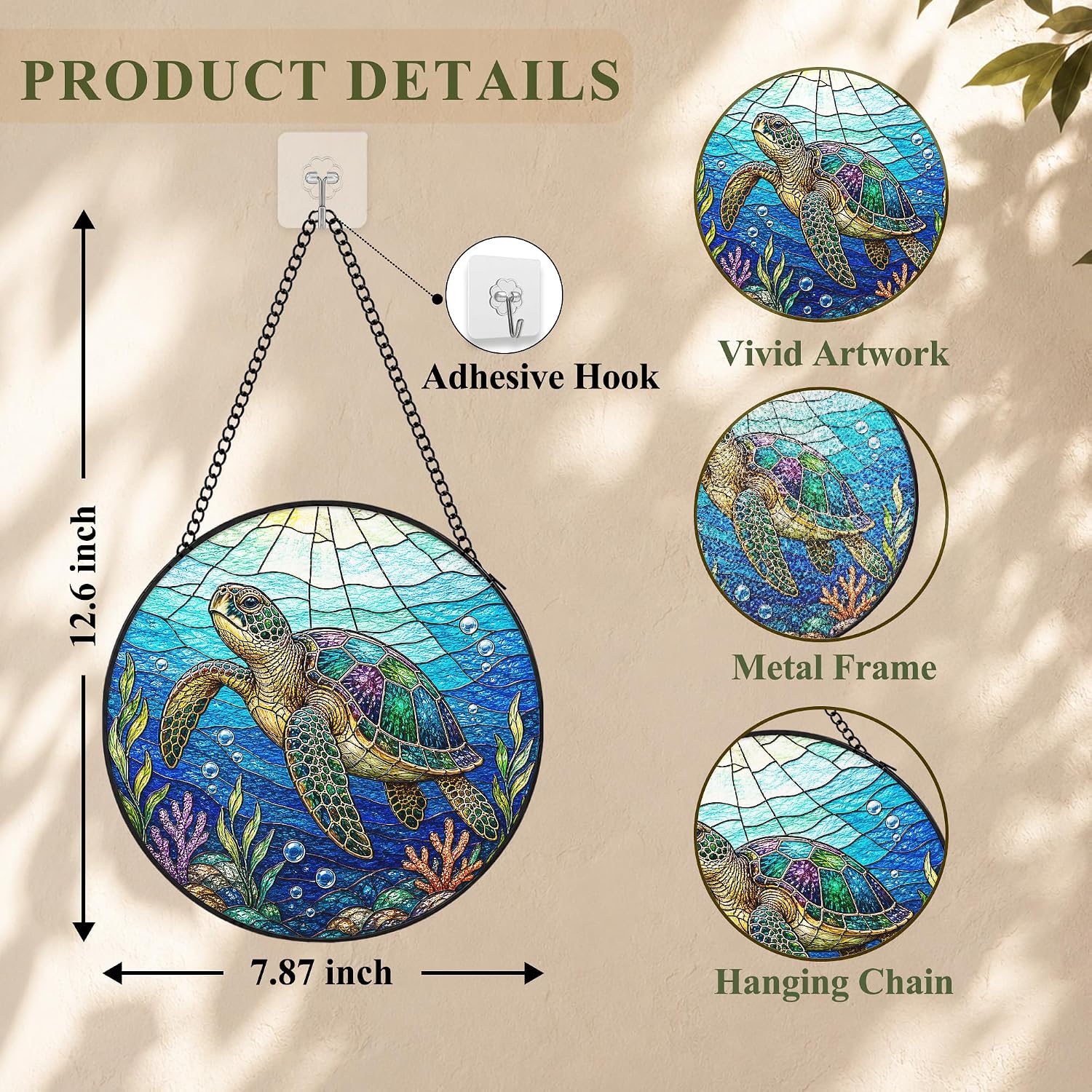 KU-DaYi Ocean Sea Turtle Suncatchers Stained Glass Window Decor Garden