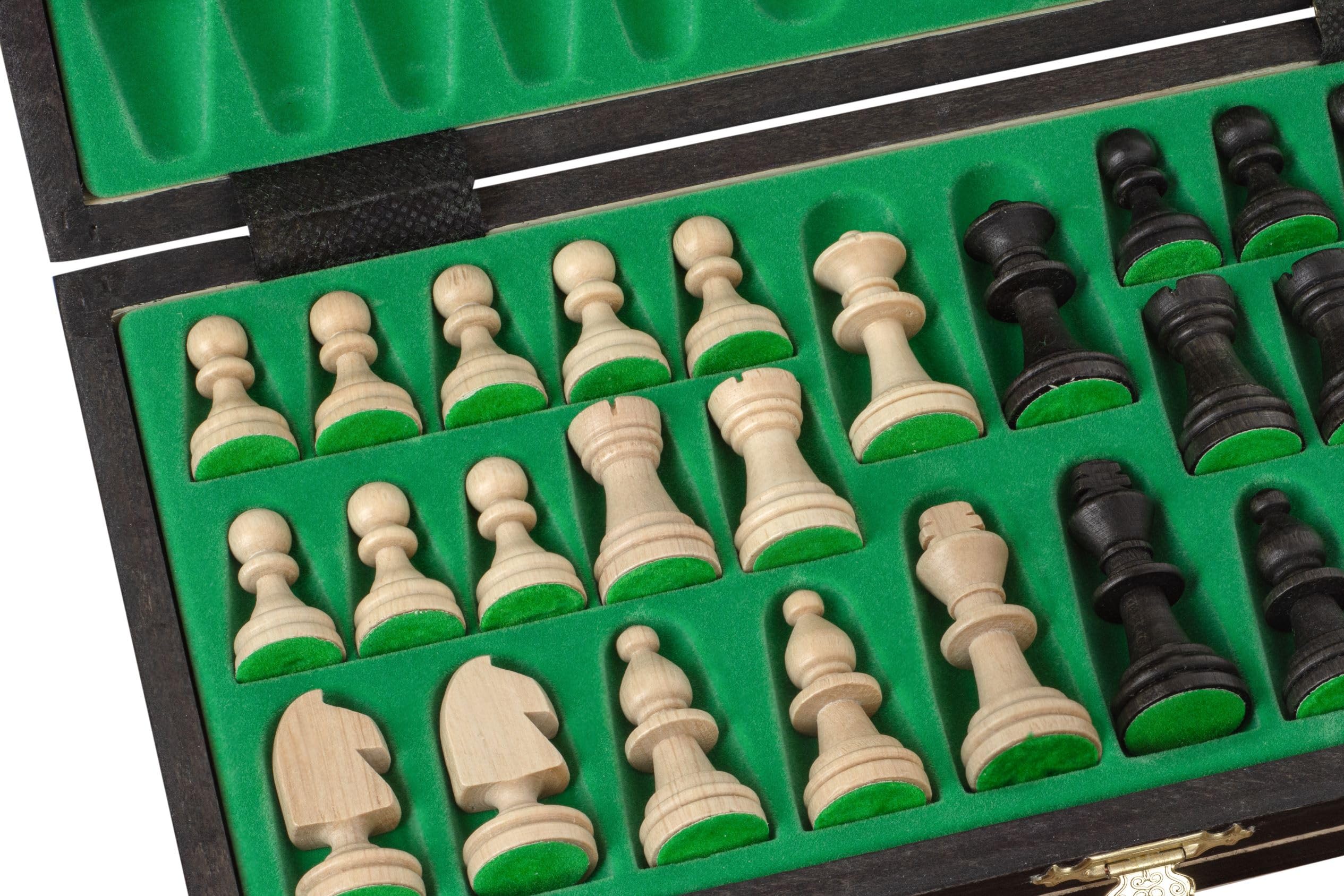 Sunrise Chess & Games - Set da scacchi magnetico in legno nero - Scacchi da viaggio compatti con scacchiera pieghevole e inserto per pezzi