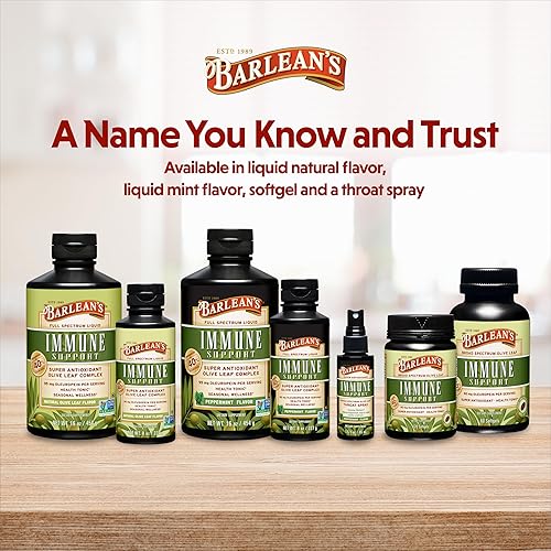 Miniatura 7 de Barlean's Peppermint Olive Leaf Complex Liquid Immune Support Supplement with 95mg Oleuropein Antioxidants for Seasonal Wellness, Heart Health, &