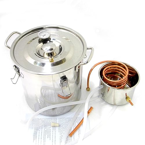 Miniatura 2 de OLizee™ Destilador de agua de 5 galones 18L Destilador de alcohol de vino Caldera de acero inoxidable Kit de equipo de fabricación de vino