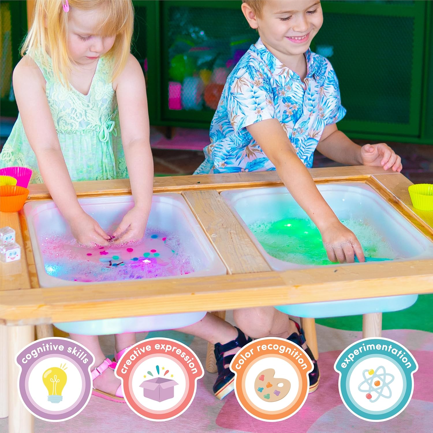 Glo Pals Water-Activated Light-Up Cubes Bundle for Sensory Play – 12 Pack (Primary Pals)