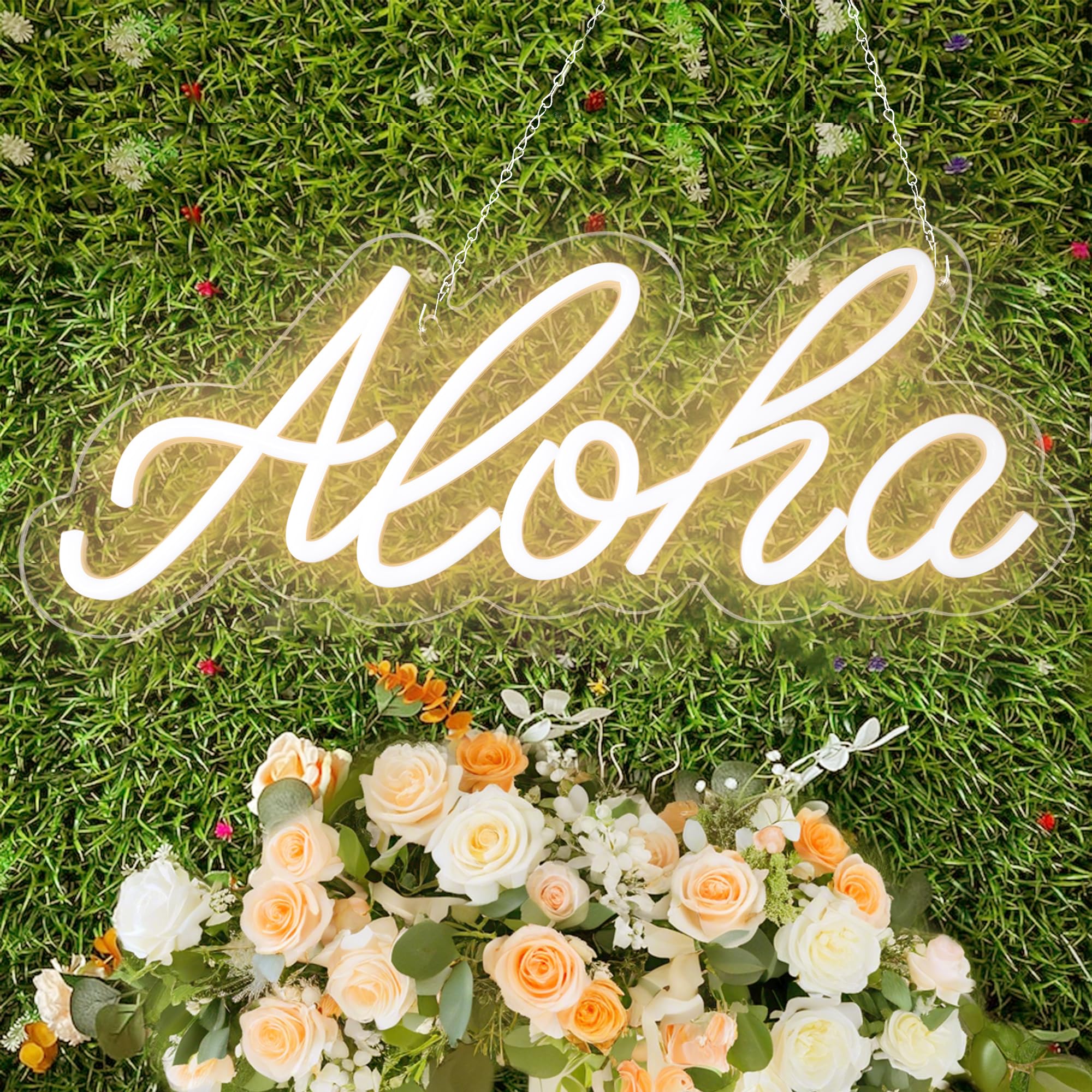 Aloha Neon Light Aloha Warm White Neon Sign for Wall Decor, 15