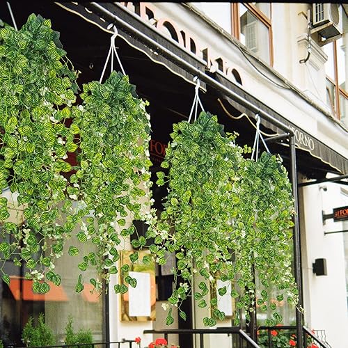Miniatura 5 de Uieke 2 plantas artificiales colgantes de 3.1 pies, guirnalda de hiedra artificial, guirnalda colgante de vid de imitación para exteriores, hogar,
