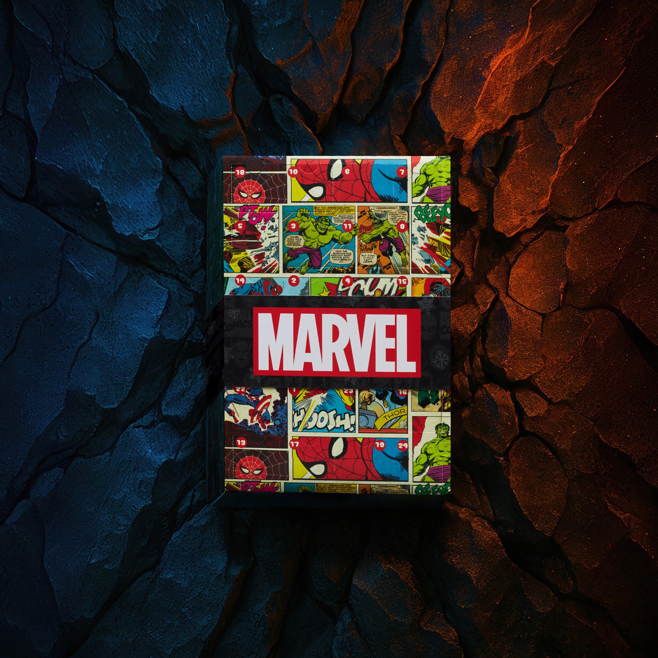 Get Trend Marvel Calendario Adviento 2025 con 24 Calcetines Hombre, 41-45, Diseños de Superhéroes Spiderman, Hulk, Thor y Más, Regalo Friki Hombre