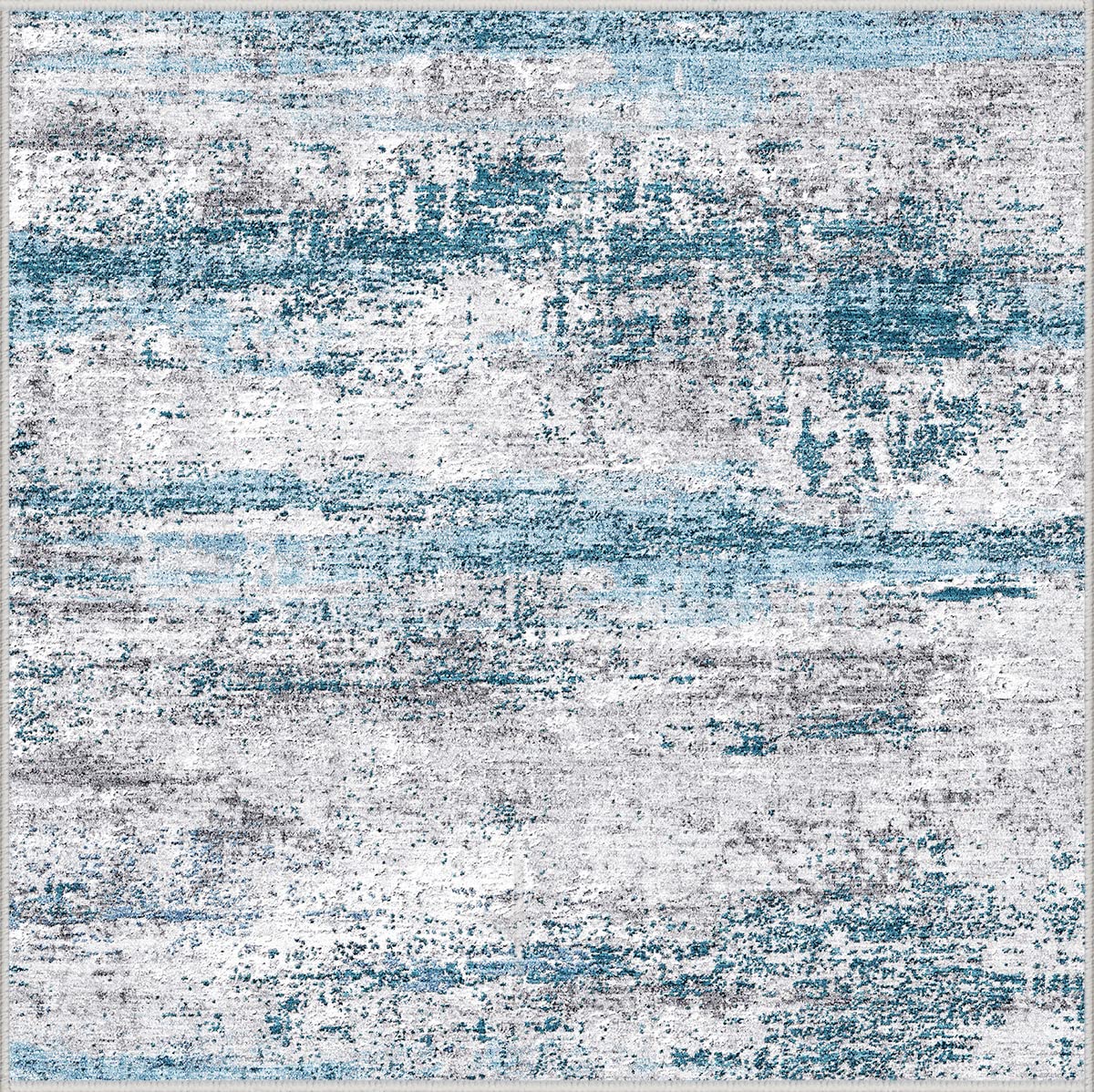 Dripex Indoor Area Rug, 4 Ft Square Rug Bedroom Carpet Soft for Living Room Kid Room, Coastal Blue Faux Fur Throw Rug Floor Mats for Home, Washable & Non-Skid Contemporary Area Rugs