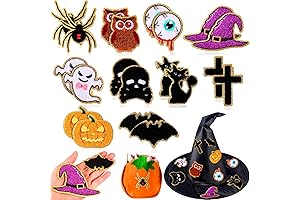 20 Pcs Halloween Chenille Patches, Self-Adhesive, Cute Ghost Spider Pumpkin Sew-On Stickers