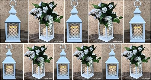 Miniatura 6 de Faroles de granja Juego de 12 piezas Faroles decorativos de 10 pulgadas con vela LED sin llama, temporizador de 5 horas, resistente a la intemperie,