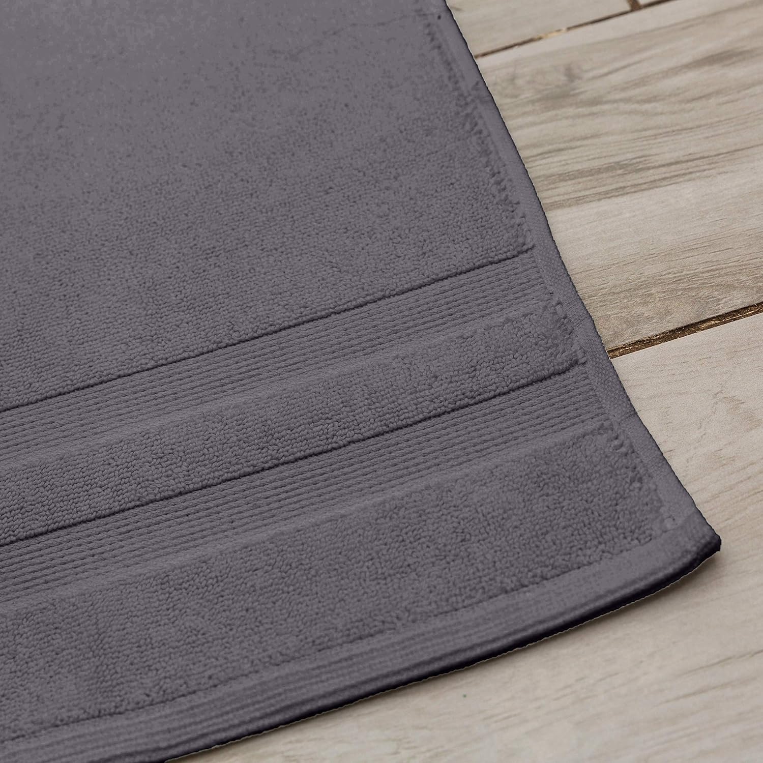 Fabstyles Bath Mat Set of 2, Absorbent Tub Rug, 600 GSM Zero Twist Cotton, Machine Washable (Grey)