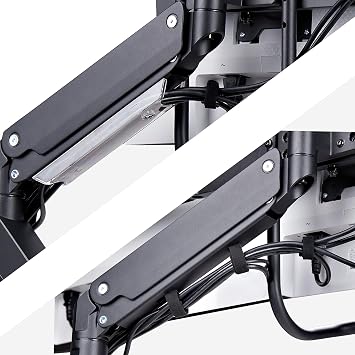 Desk Mount Triple Monitor Arm w/Crossbar for Up to Three 27in Screens, VESA 75x75/100x100, Tool-Less Arm Adjustments