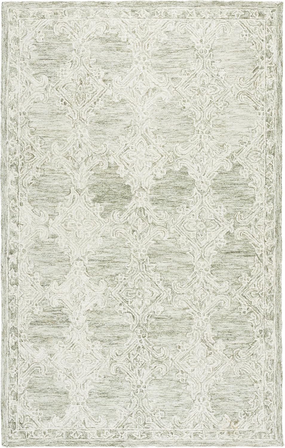 SAFAVIEH Area Rug 5x8 - Abstract Collection - Green & Ivory, Handmade Wool, Ideal for Living Room, Bedroom, Dining Space (ABT561Y)