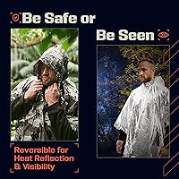 Vista 4 de PREPARED4X Emergency Mylar Poncho – Survival Rain Poncho with Hood – Lightweight, Compact, Reusable Emergency Blanket Poncho for Hiking, Camping