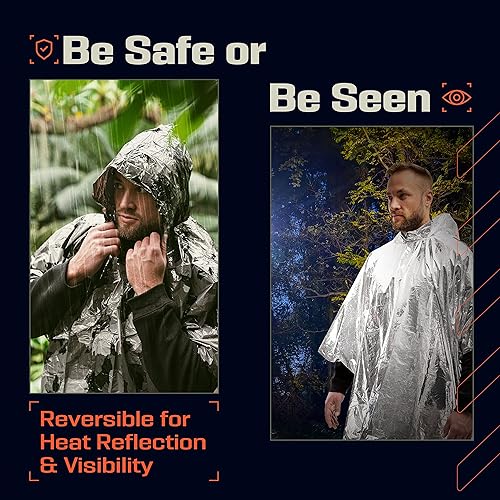 Miniatura 4 de PREPARED4X Emergency Mylar Poncho – Survival Rain Poncho with Hood – Lightweight, Compact, Reusable Emergency Blanket Poncho for Hiking, Camping