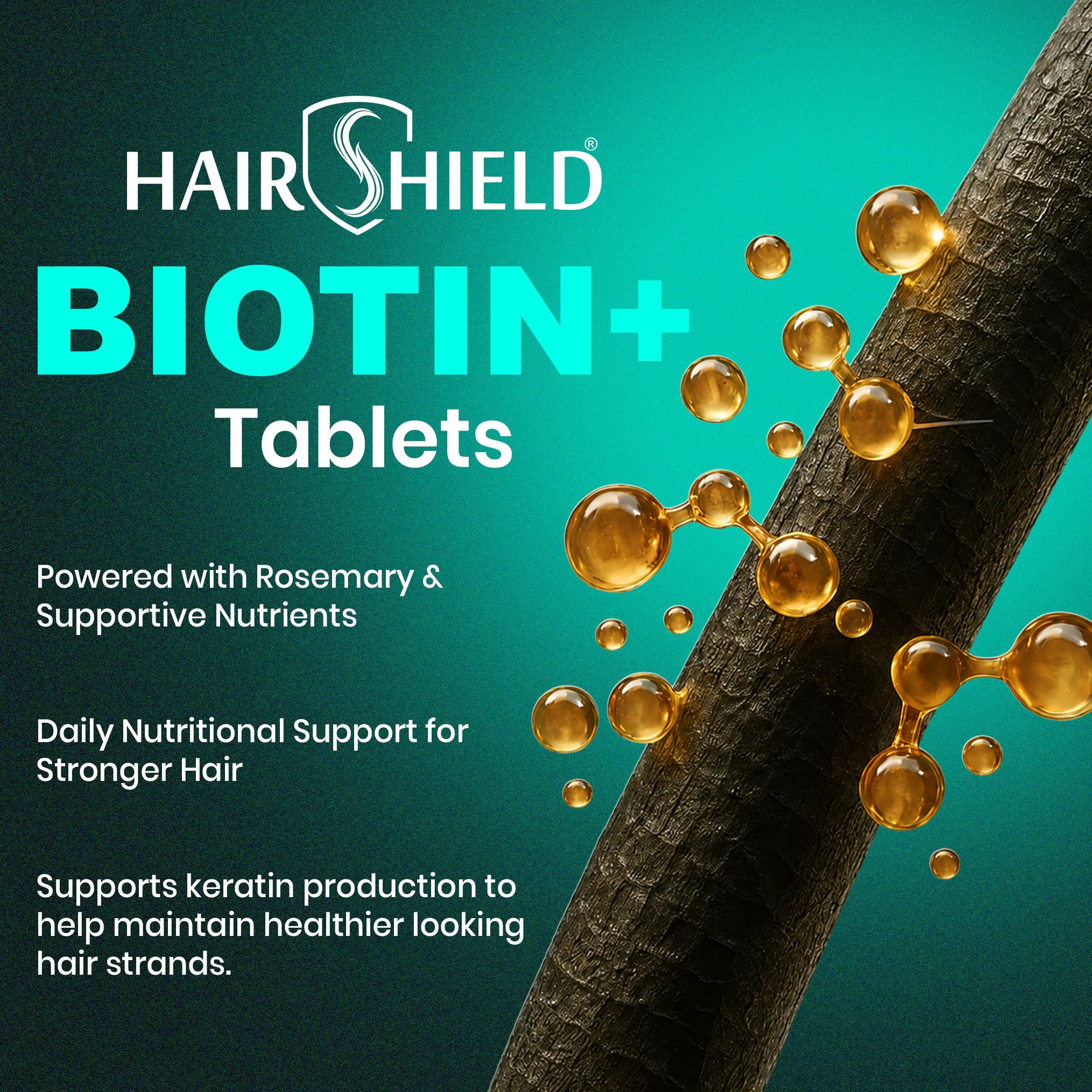 Hairshield Biotin+ Tablets with Rosemary, Green Tea, Lycopene, Pumpkin Seed | 100% RDA Biotin | Reduces Hairfall & Supports Healthy Skin, Hair & Nails | Vegetarian 60 Tablets — Amazon image 8