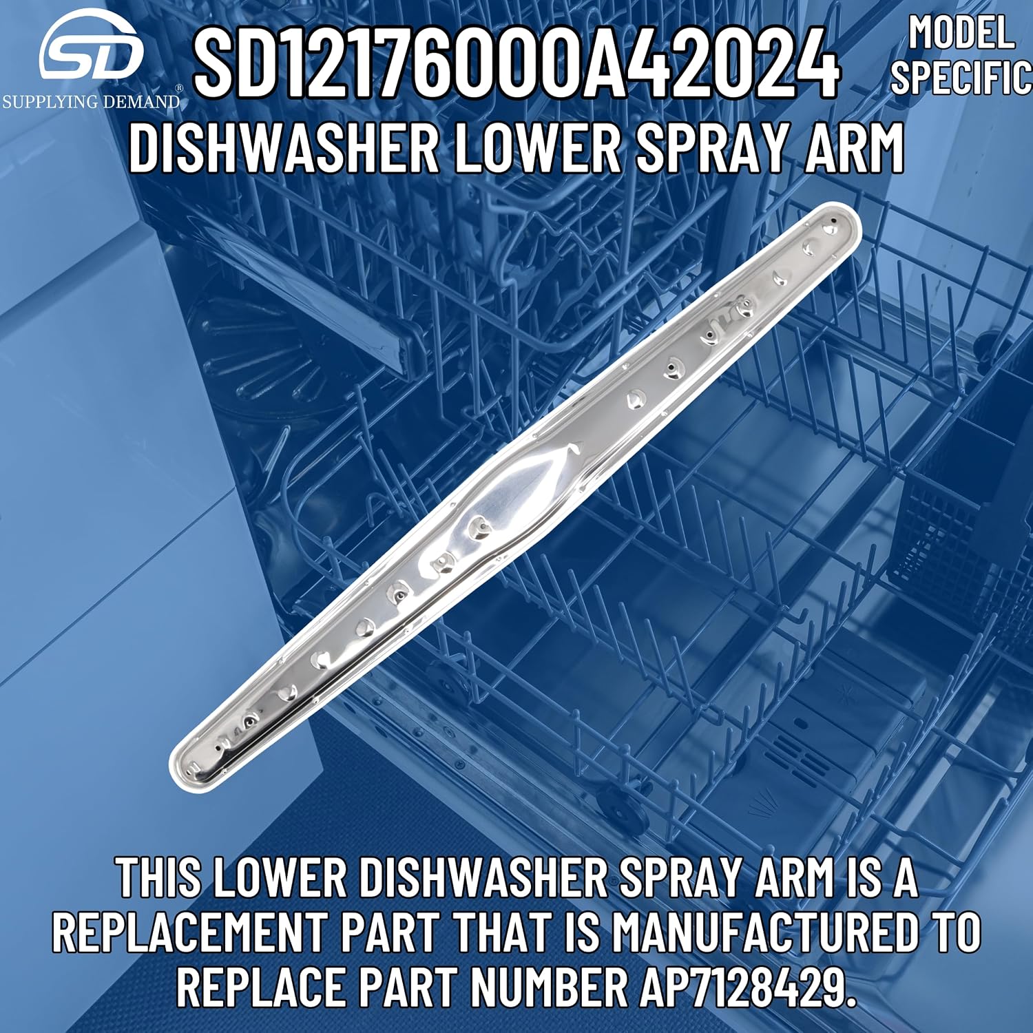 Supplying Demand 12176000A42024 Dishwasher Lower Spray Arm - Replaces AP7128429