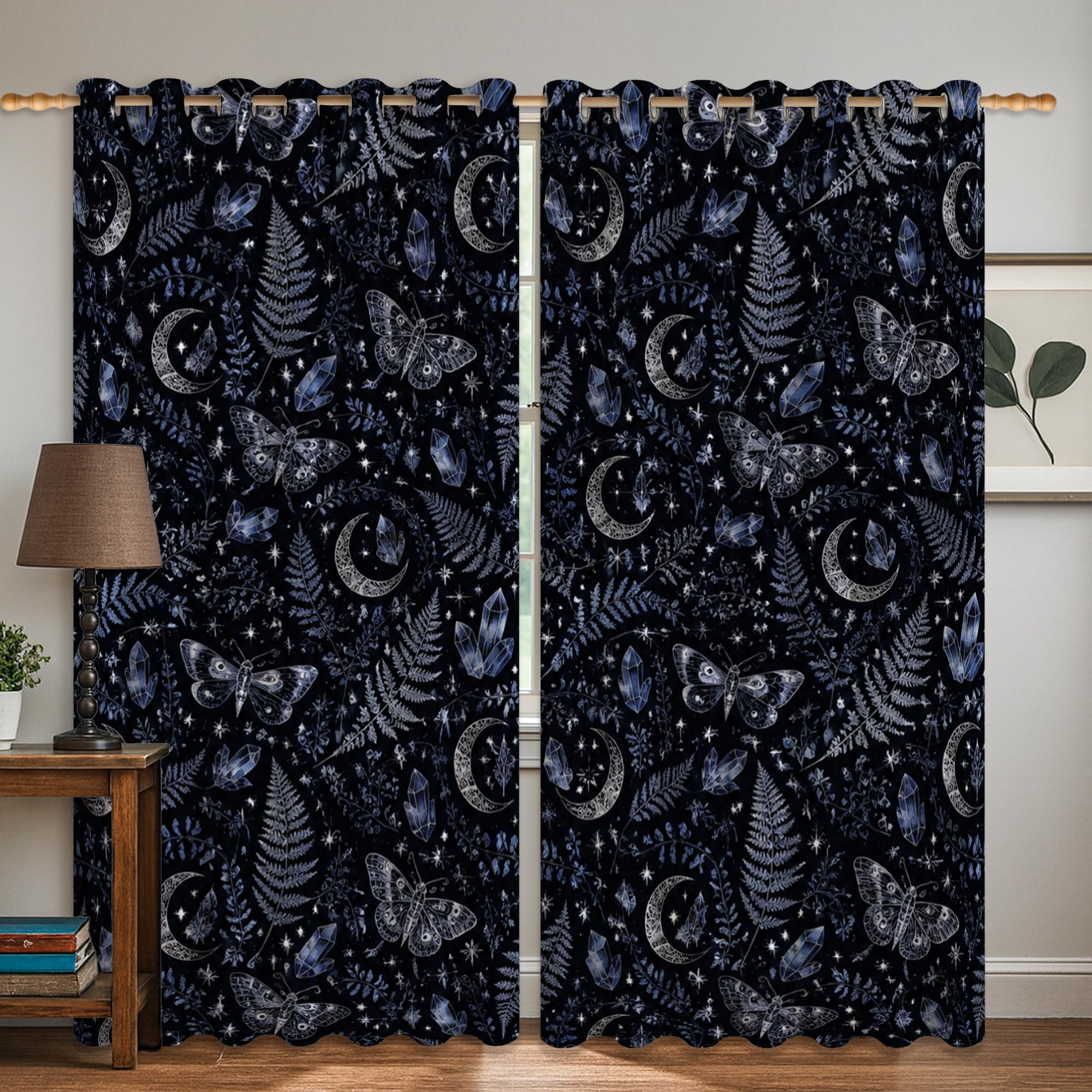 Rideaux occultants contre la lumière de chambre motif papillon