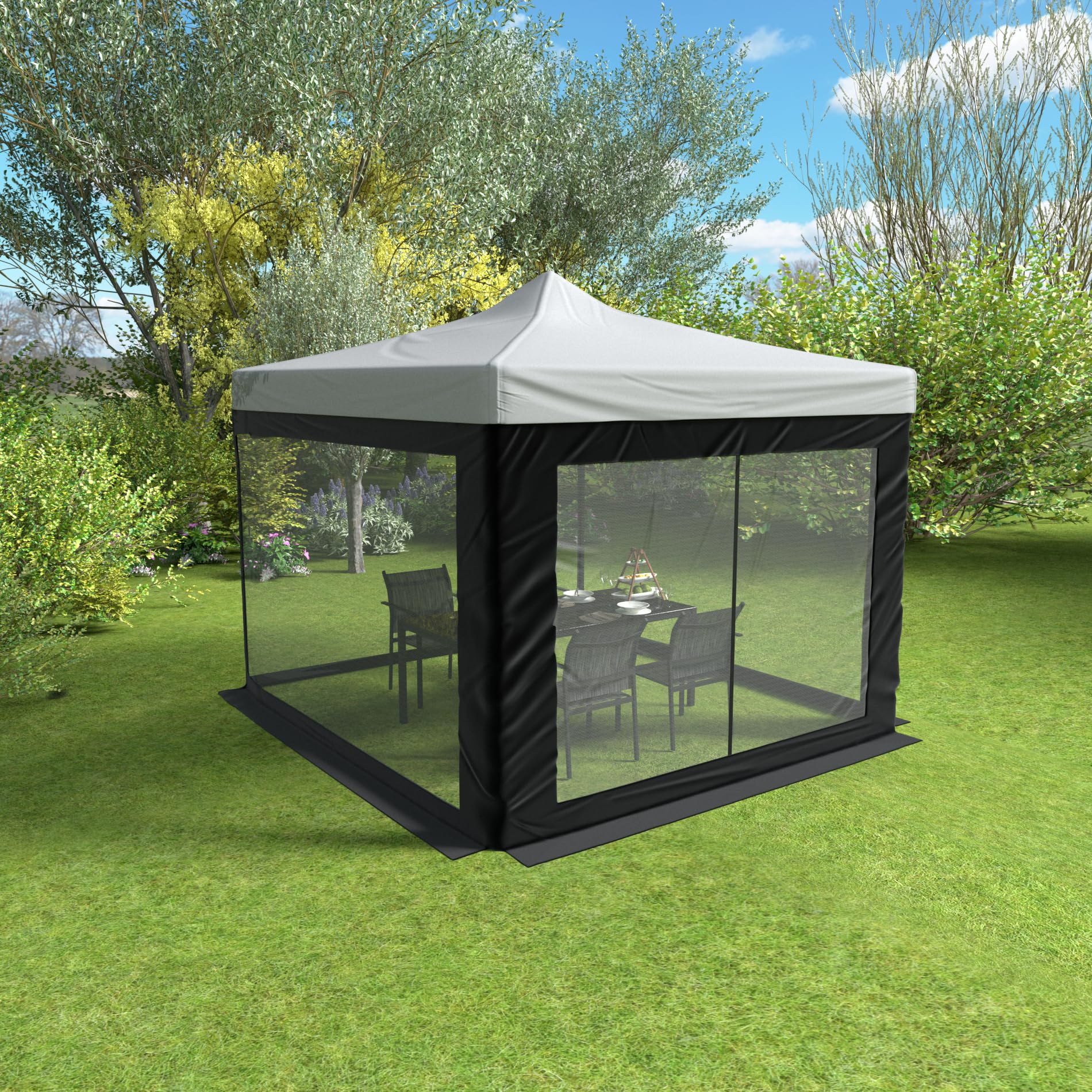 Rebecca Mobili Telo Zanzariera per Gazebo 3x3, Rete Anti Insetti, Poliestere, Bianco, con Lacci, Smontabile, Lavabile - Misure HxL: 240 x 1200 cm - Art. RE7013
