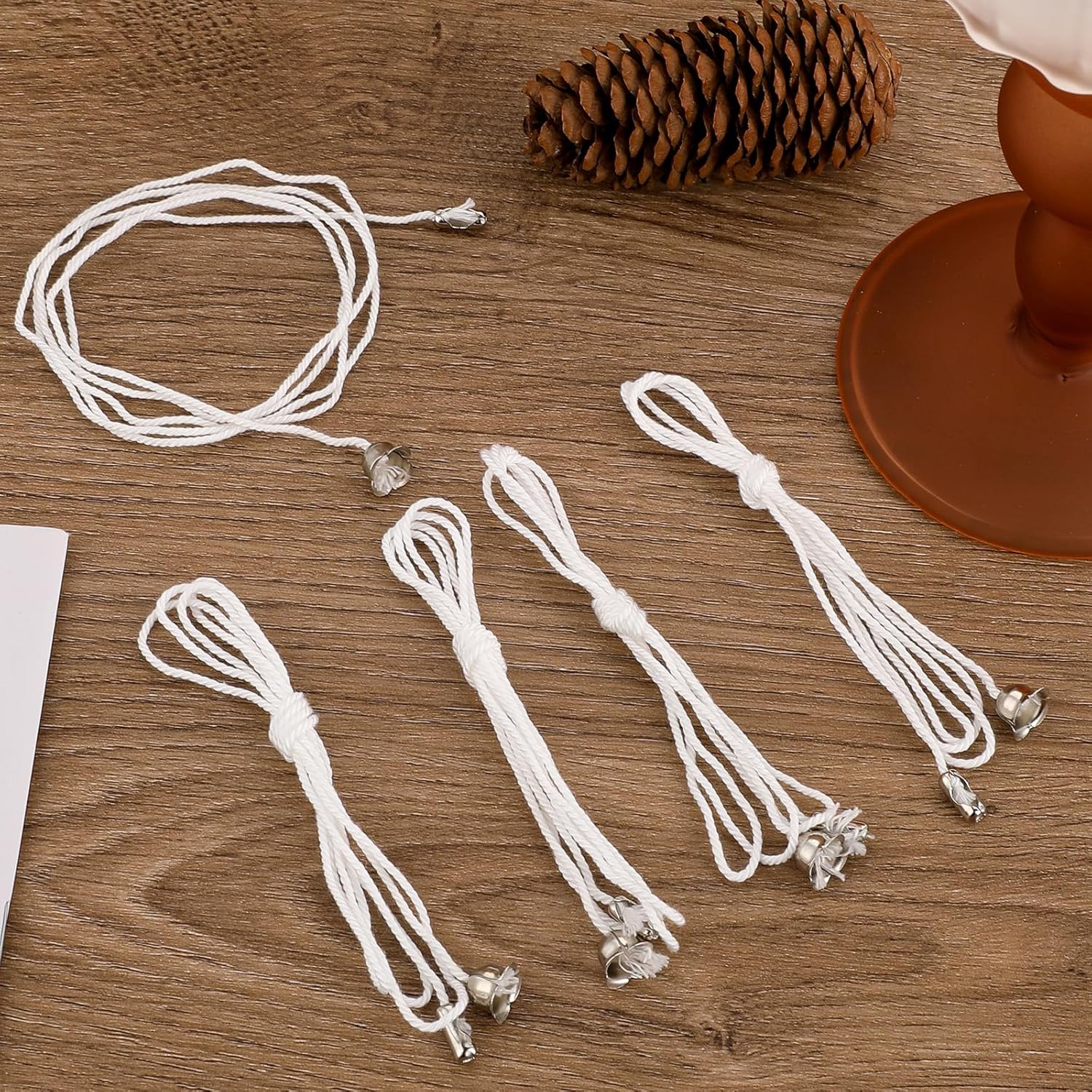 12 Pack Pull Cord for Ceiling Switch Light Pull Cord String with Connector Pull Chain Extension for Ceiling Fan Light Fixture Light Bulb(White and Silver) - Image 2