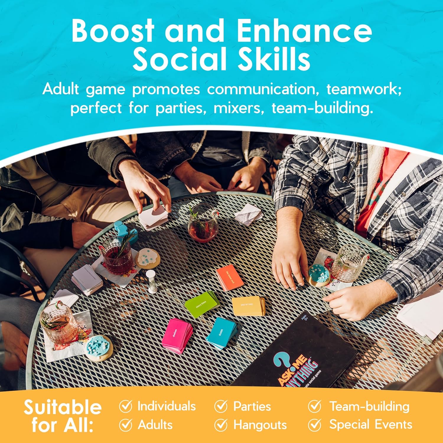 ASKMEANYTHING: Fun Icebreaker Game & Conversation Cards for Couples, Teams, and Friends – Perfect for Therapy Games, Team Building, and Parties