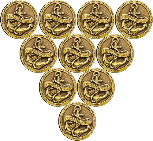 Miniatura 8 de Moneda de desafío anclada en Cristo, símbolo de fe y fuerza, ficha de abrazo de bolsillo cristiana (paquete de 3)