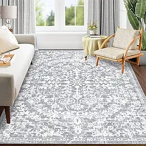 Pauwer Boho Area Rug 5x7 Washable Rugs for Living Room Vintage Non Slip Area Rug Ultra Soft Throw Rugs Carpet for Bedroom Dining Room Dorm