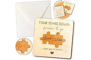 Personalized 4th Anniversary Card for Husband Wife - 4 Year Anniversary Wooden Gifts