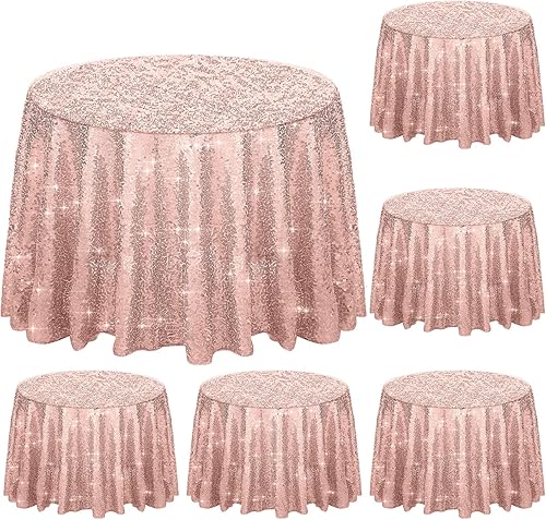 Moukeren 6 manteles redondos de lentejuelas con purpurina, manteles redondos para decoración de bodas, fiestas de cumpleaños, Navidad y Halloween
